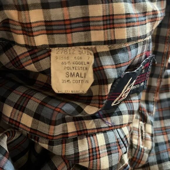 Vintage Levi’s Button Down Plaid Western Shirt Tapered Fit - Small - Picture 5 of 13